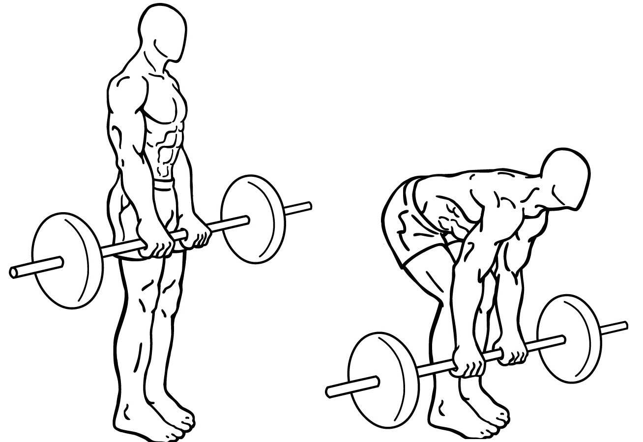 Romanian Deadlift: Links Ausgangsposition, rechts Endposition