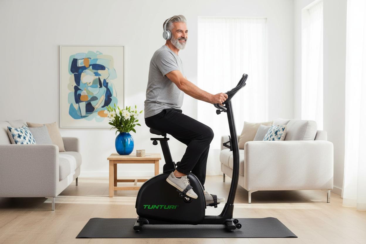 Heimtrainer für Senioren mit tiefem Einstieg und rutschfeste Pedale