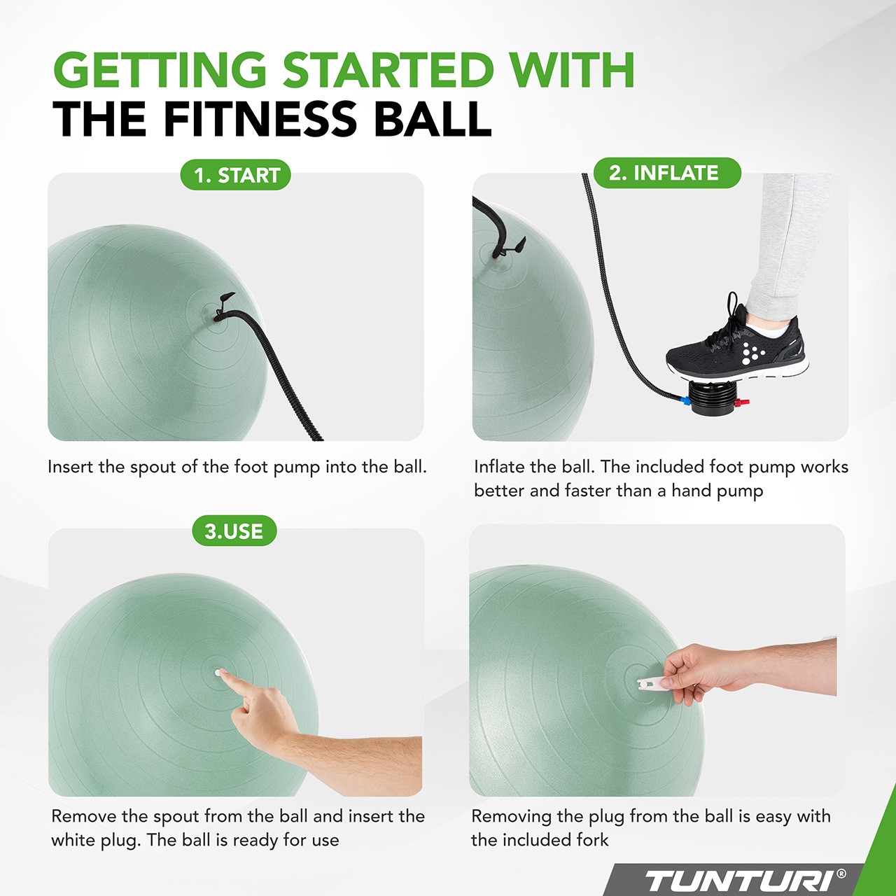 Tunturi Gym Ball - Anti Burst ABS 65 cm mint