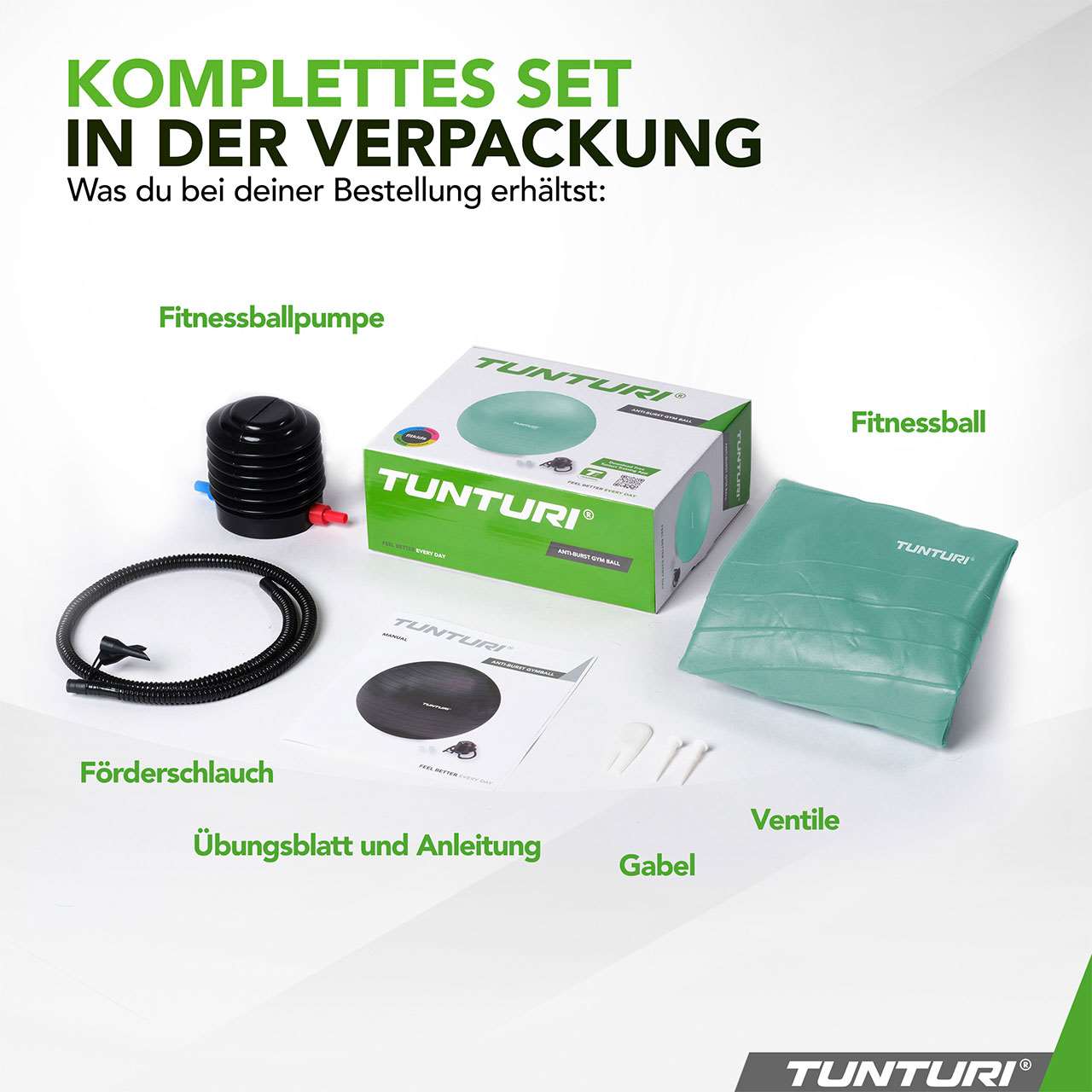 Tunturi ABS Gym Ball Anti Burst 65 cm Petrol Blue