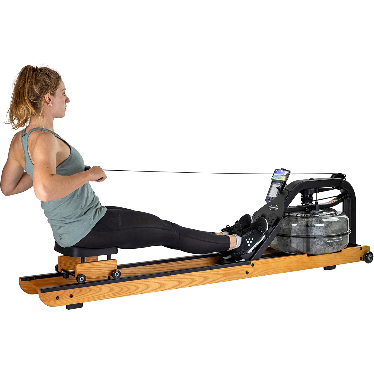 Fluid Rower Apollo V  Wooden Water Rowing Machine Dual Rail