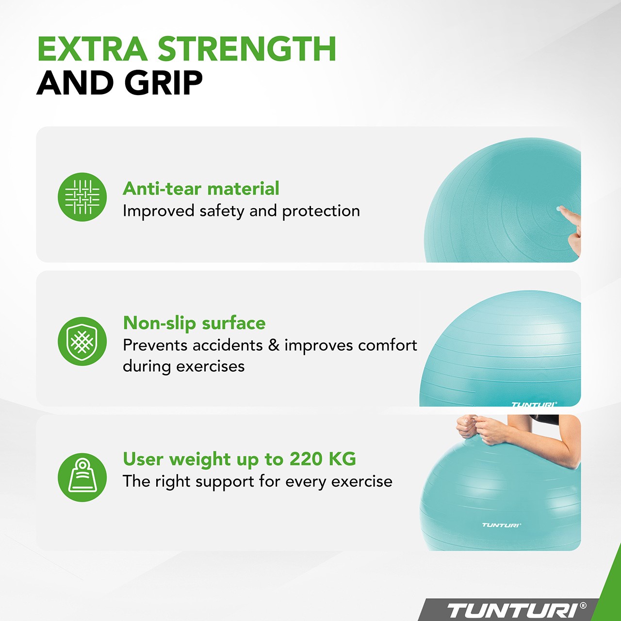 Tunturi Gym Ball - Anti Burst ABS 65 cm turquoise