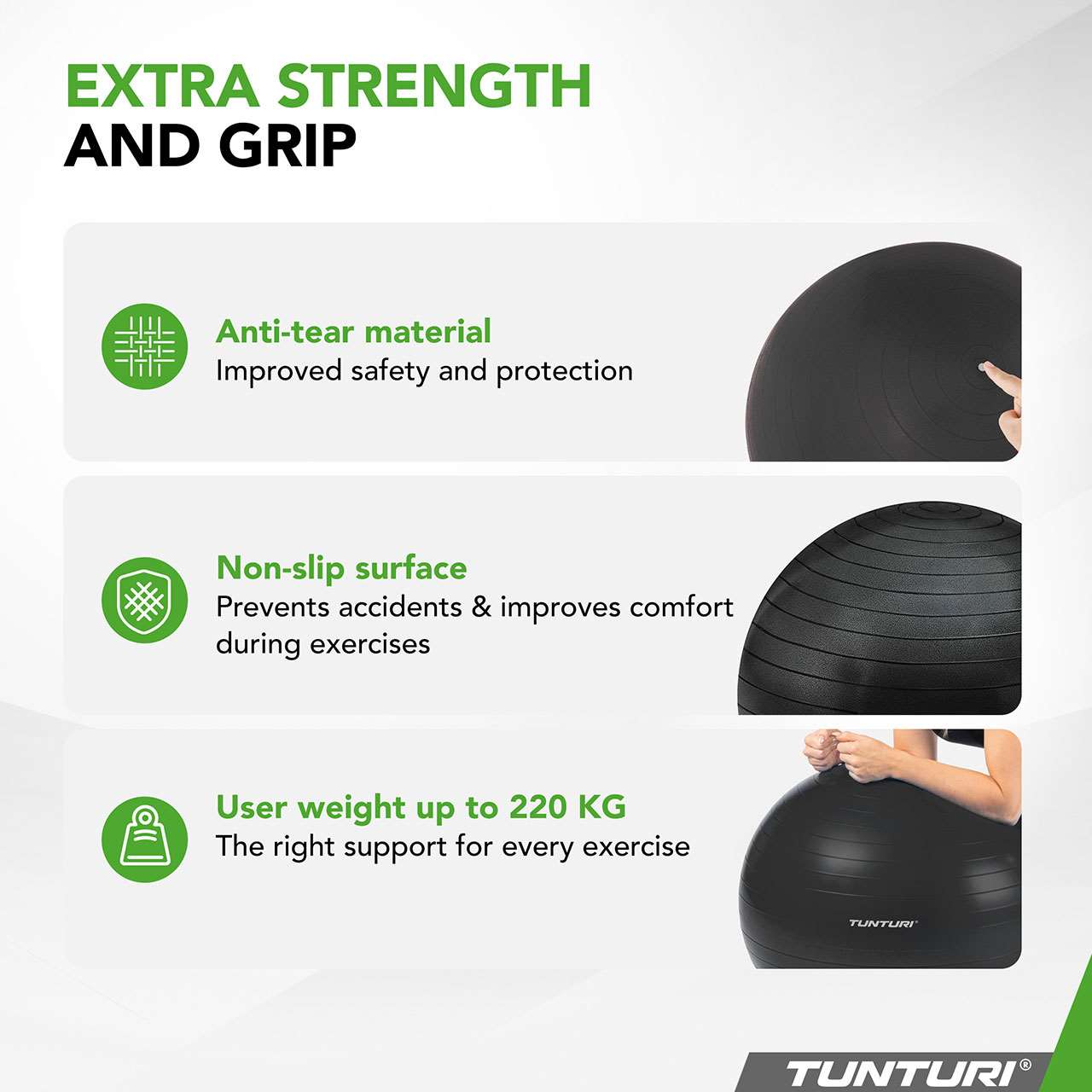 Tunturi ABS Gymnastikball reissfest 55 cm Schwarz