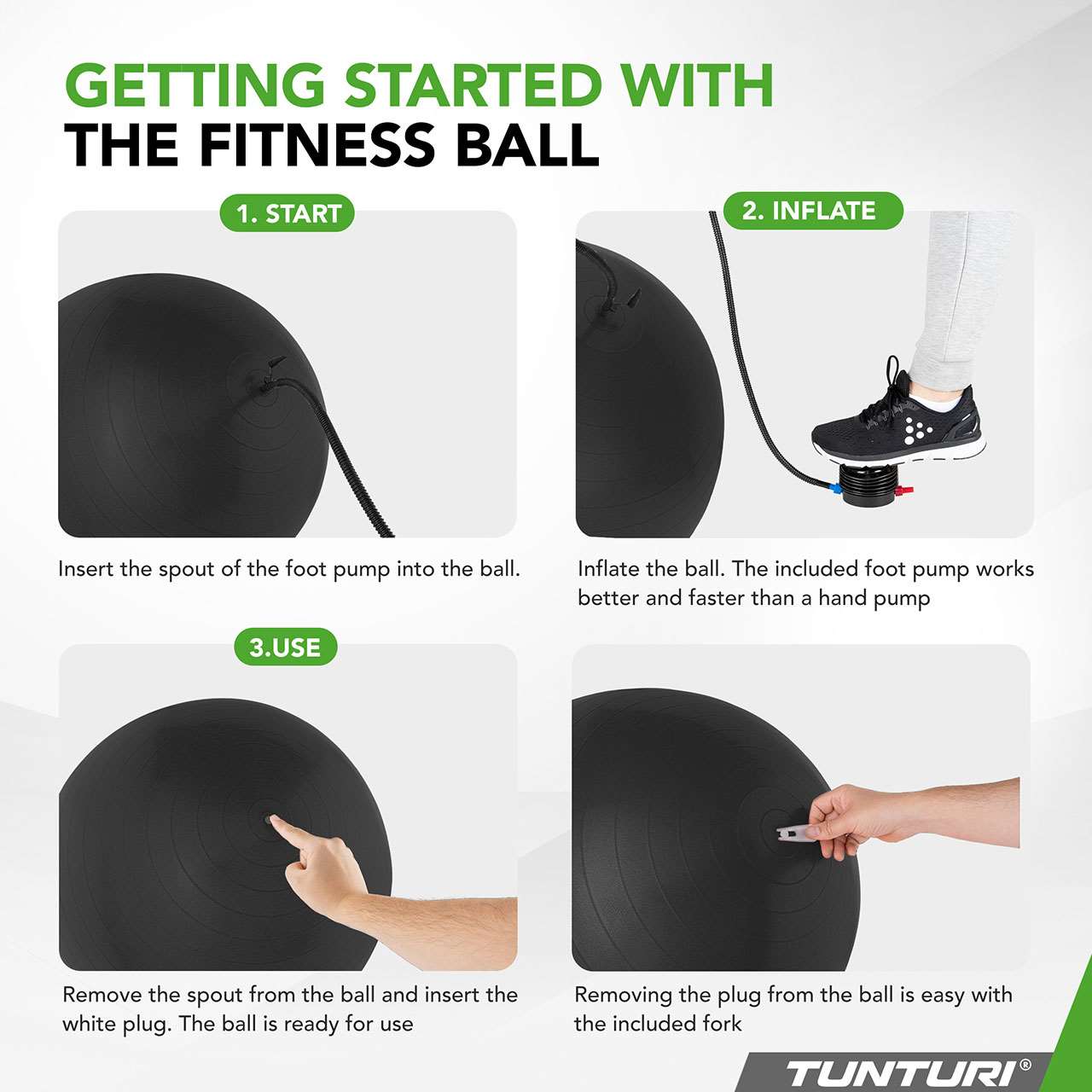 Tunturi ABS Gymnastikball reissfest 65 cm Schwarz