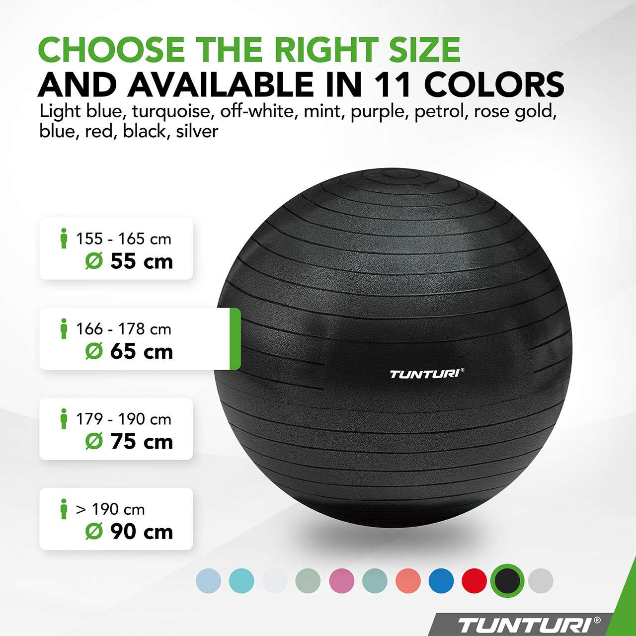 Tunturi ABS Gymnastikball reissfest 65 cm Schwarz