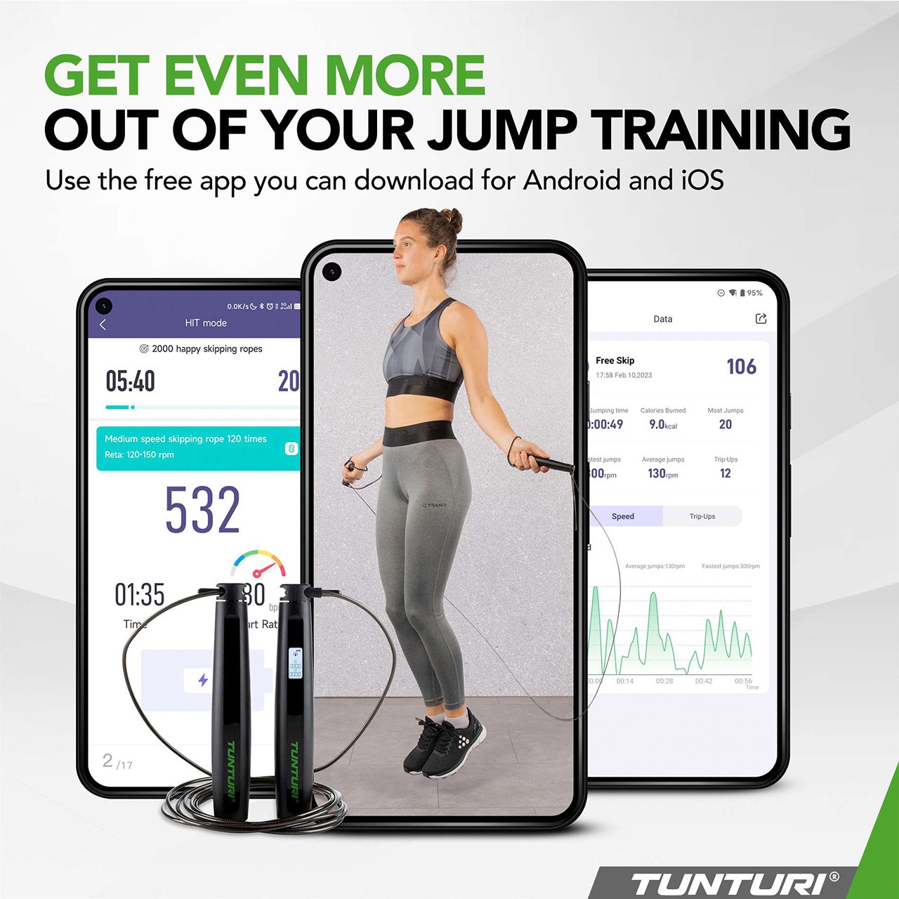 Tunturi Smart Jump Rope With Display And App