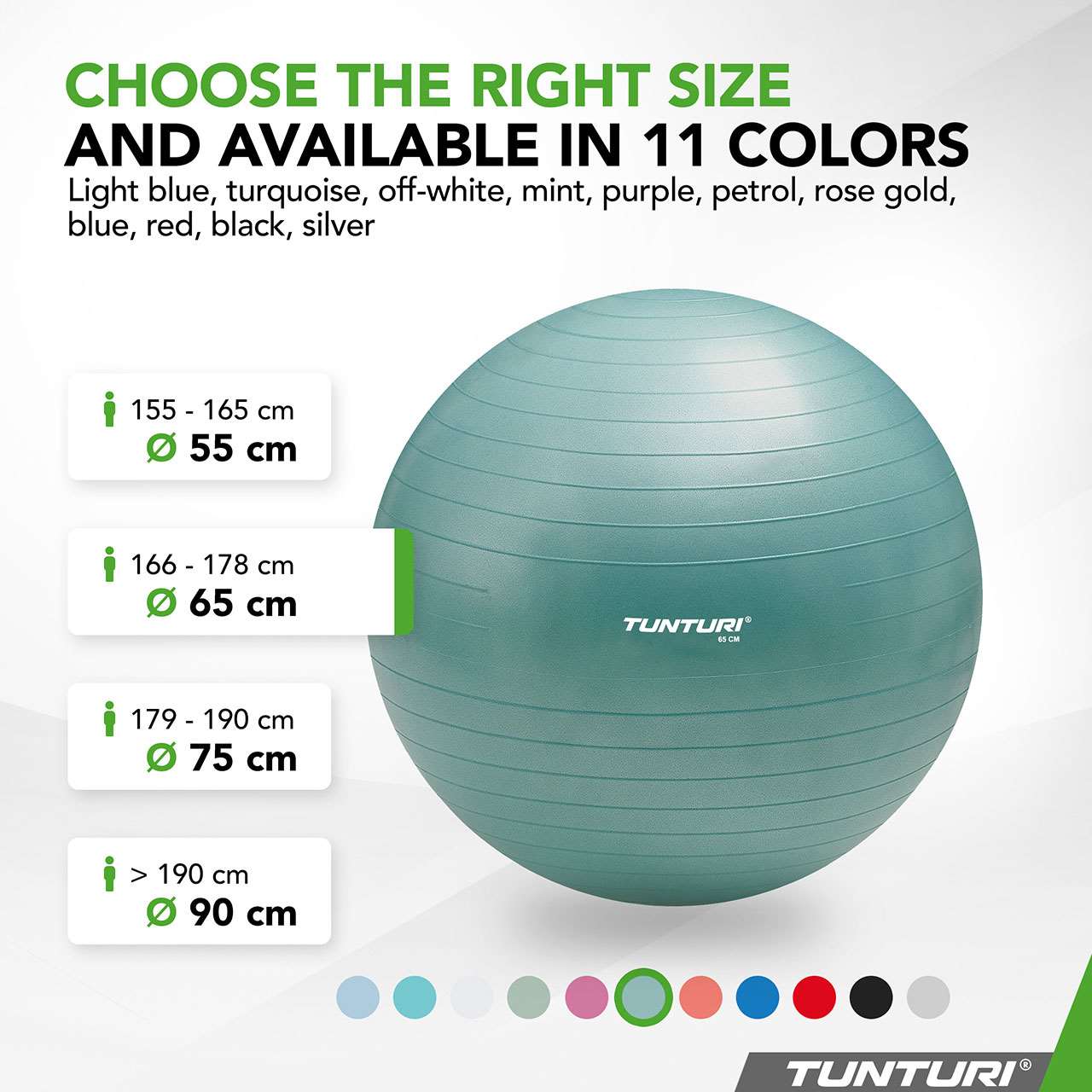 Tunturi ABS Gym Ball Anti Burst 65 cm Petrol Blue