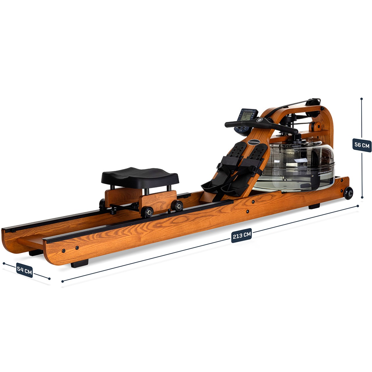 Fluid Rower Viking PRO XL Wasser Holz Rudergerät Dual Rail