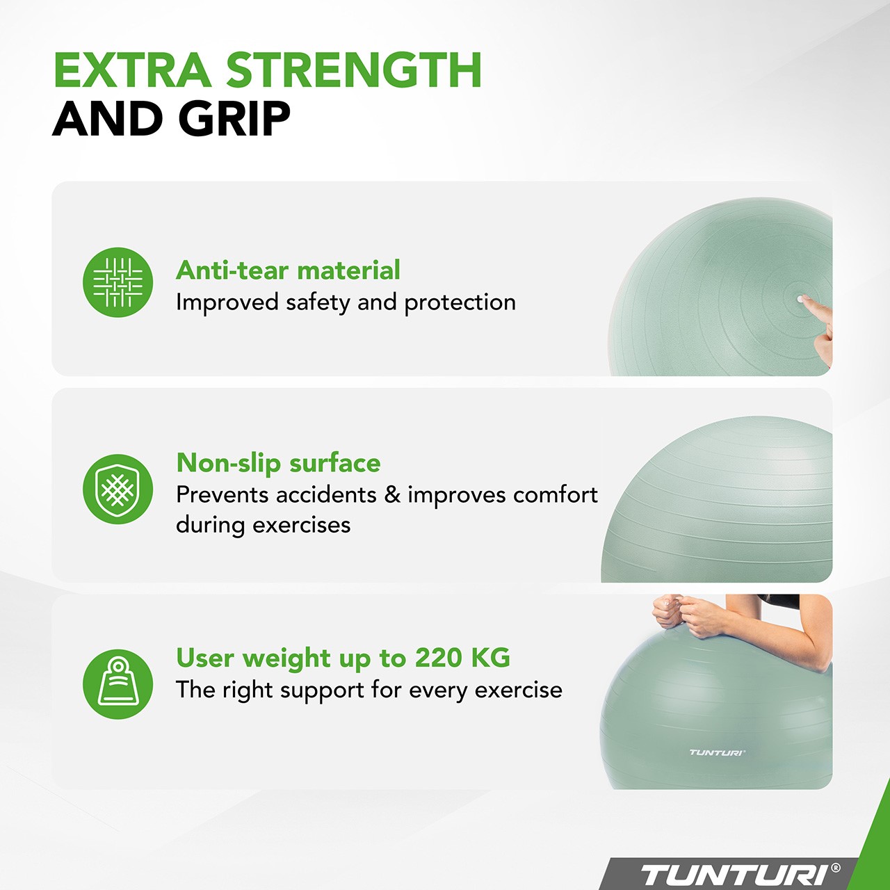 Tunturi Gym Ball - Anti Burst ABS 65 cm mint