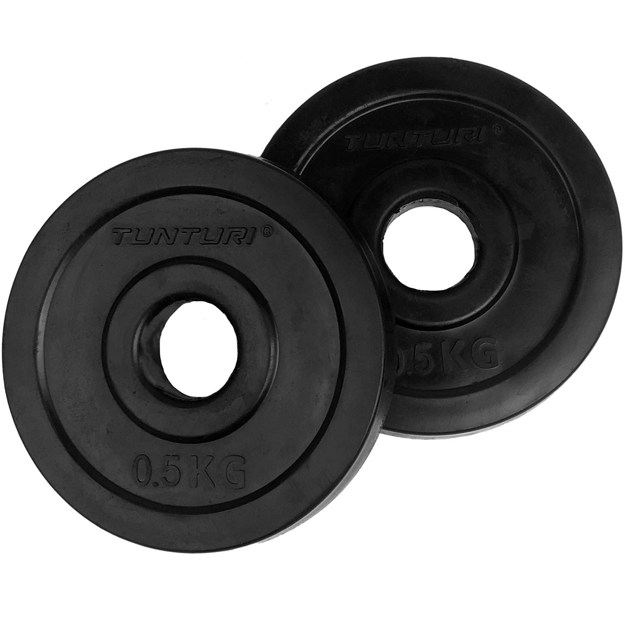 Rubber Coated 0.5 kg Tunturi Weight Disc Pair 30 mm