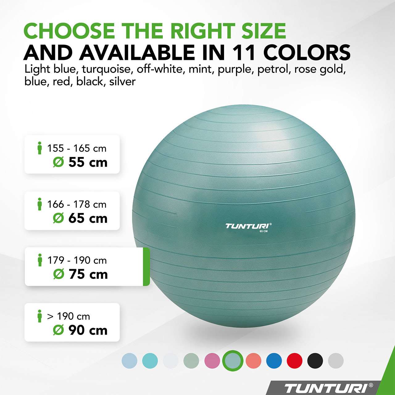 Tunturi ABS Gym Ball Anti Burst 75 cm Petrol Blue