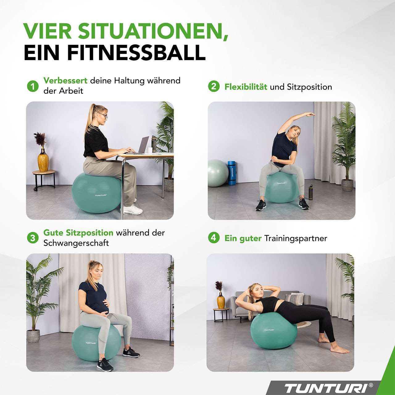 Tunturi ABS Gym Ball Anti Burst 65 cm Petrol Blue