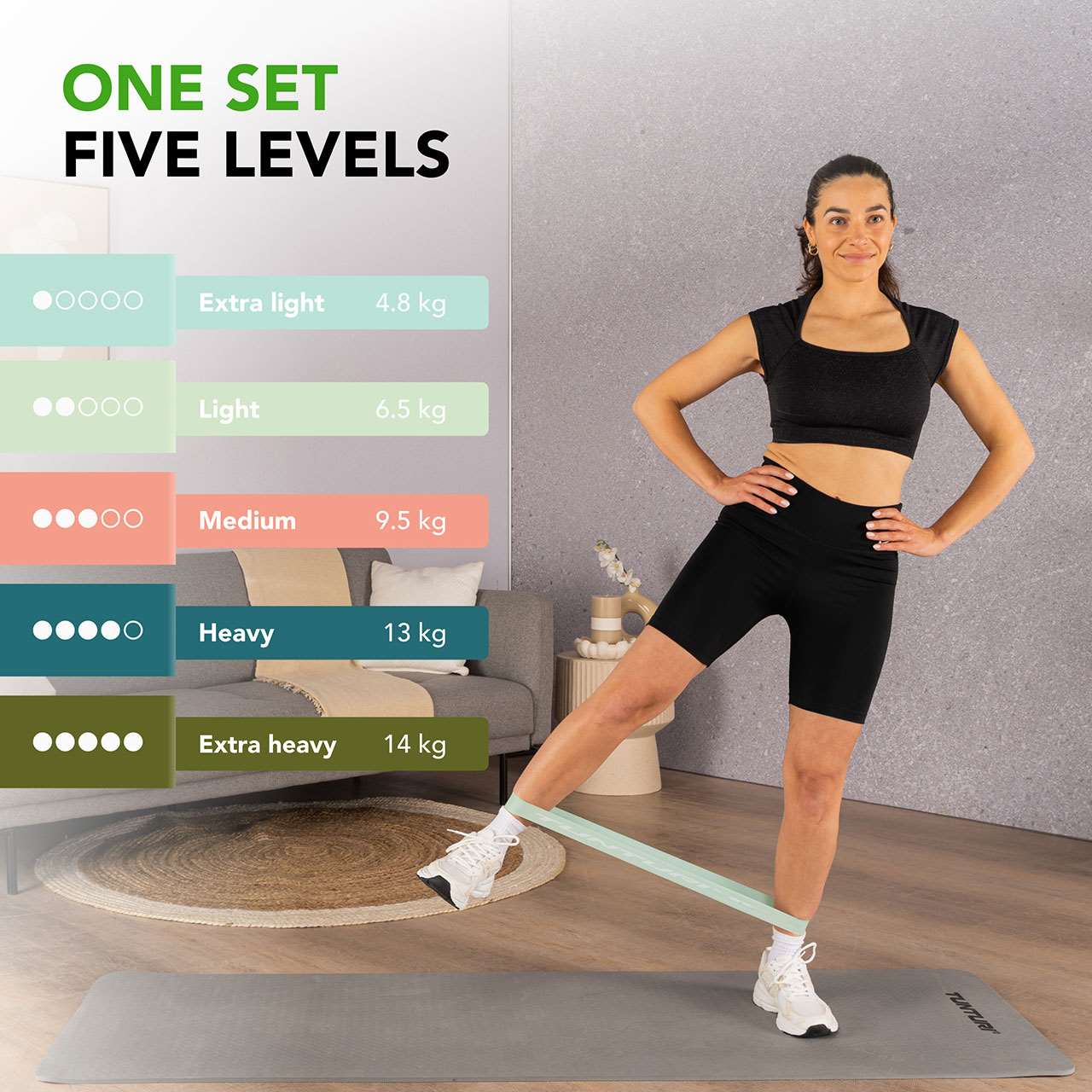Tunturi Mini Resistance Band Set, 5-teilig