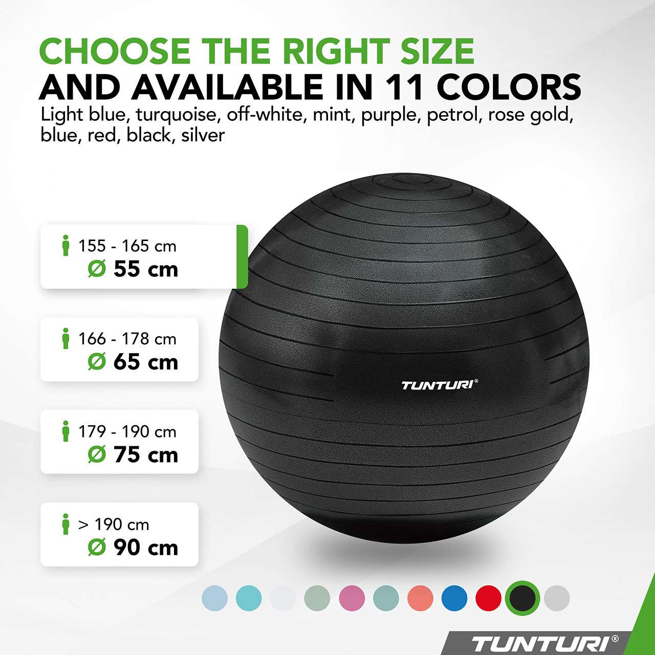 Tunturi ABS Gymnastikball reissfest 55 cm Schwarz