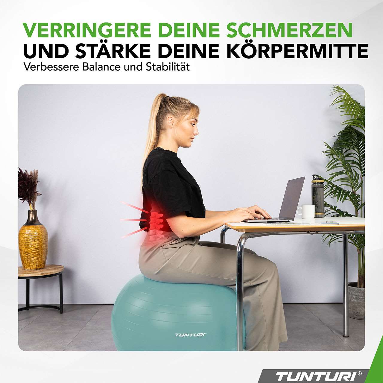 Tunturi ABS Gym Ball Anti Burst 75 cm Petrol Blue