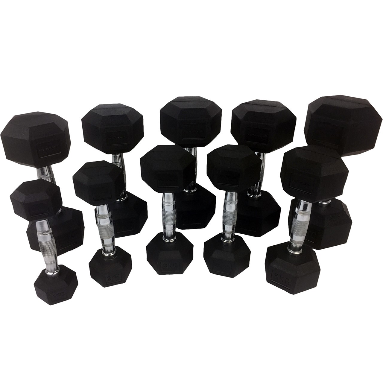 Tunturi Hex Rubber Dumbbell 1 – 10 kg, 20-piece Tunturi Hex Rubber Dumbbell 1 – 10 kg, 20-piece