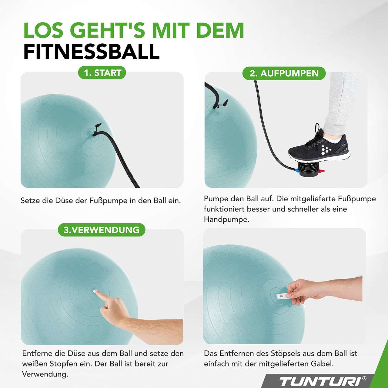 Tunturi ABS Gym Ball Anti Burst 75 cm Petrol Blue