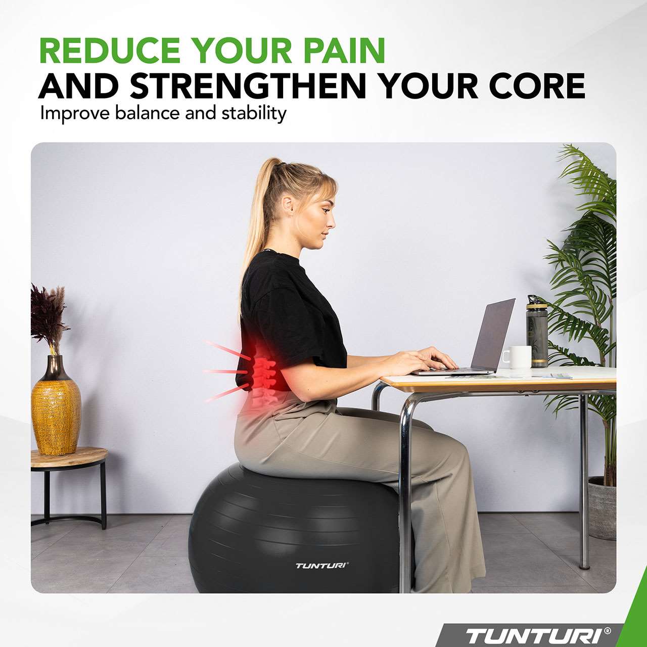 Tunturi ABS Gymnastikball reissfest 55 cm Schwarz