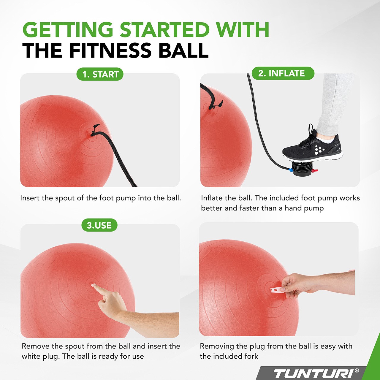 Tunturi Gym Ball - Fitnessball reissfest ABS 65 cm Orange